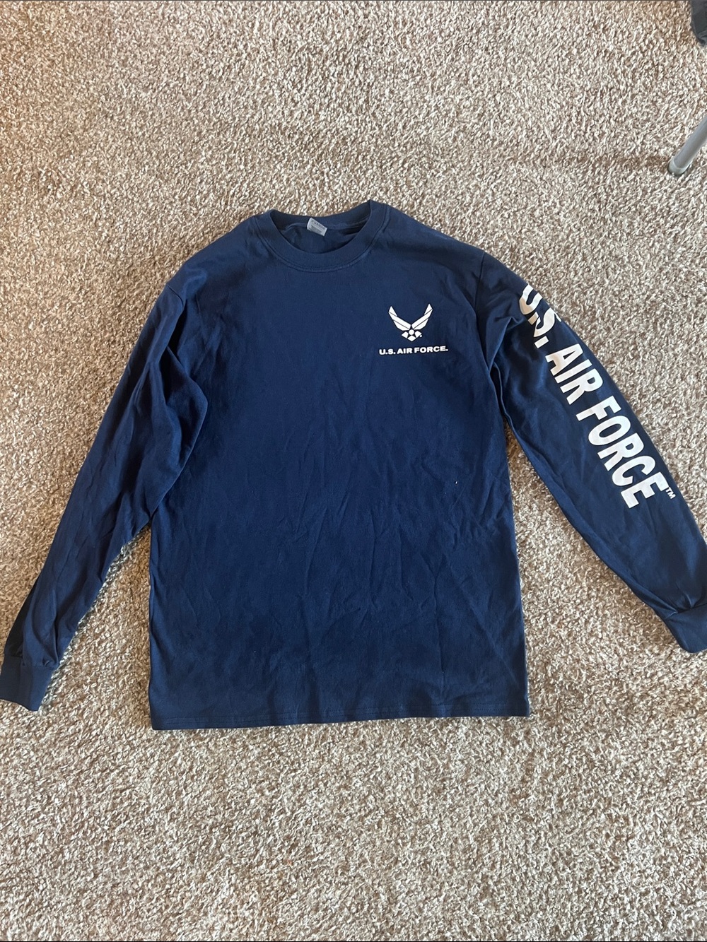 Gildan Navy U.S. Air Force Long-Sleeve Tee with Sleeve Logo